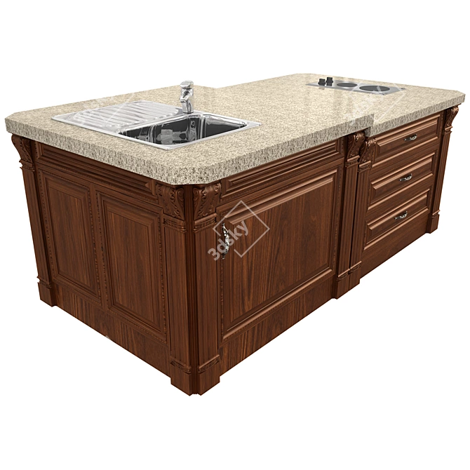 Classic Kitchen Island - 3D Model 3D model image 5