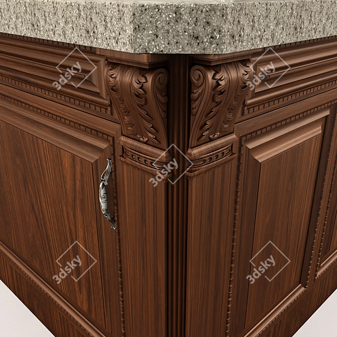 Classic Kitchen Island - 3D Model 3D model image 2