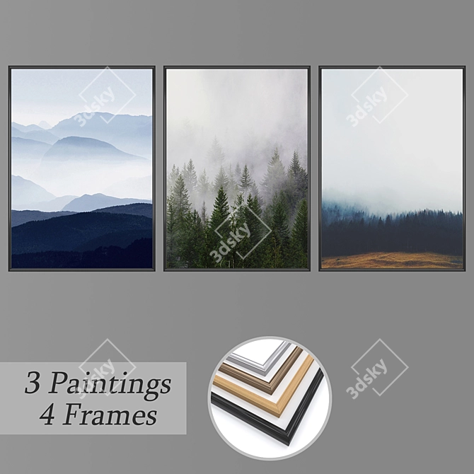 Modern Wall Paintings Set 2501 3D model image 1