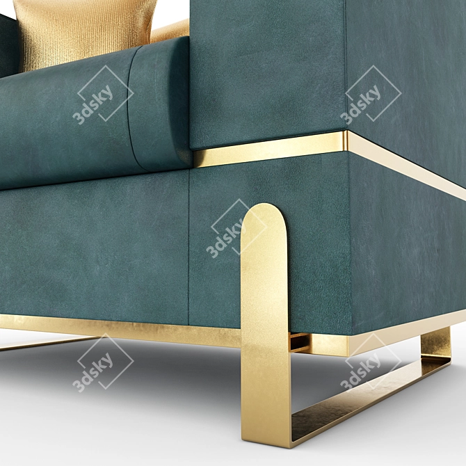 Luxury Leather Armchair: Blue, Green, Black 3D model image 3