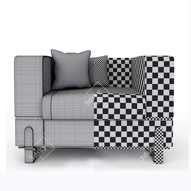 Luxury Leather Armchair: Blue, Green, Black 3D model image 4