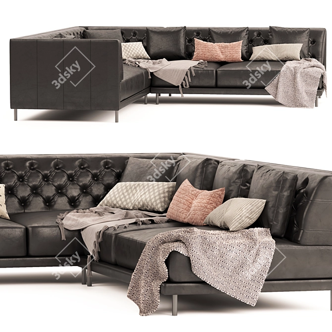 Title: Savile Saddle Sofa: Modern Leather Elegance 3D model image 1