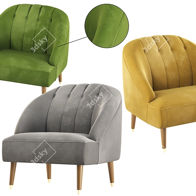 Elegant Margot Accent Armchair 3D model image 2