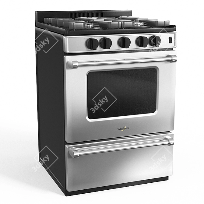 Whirlpool 5 Knob Gas Range 3D model image 1