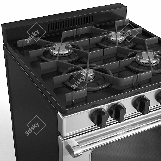 Whirlpool 5 Knob Gas Range 3D model image 2