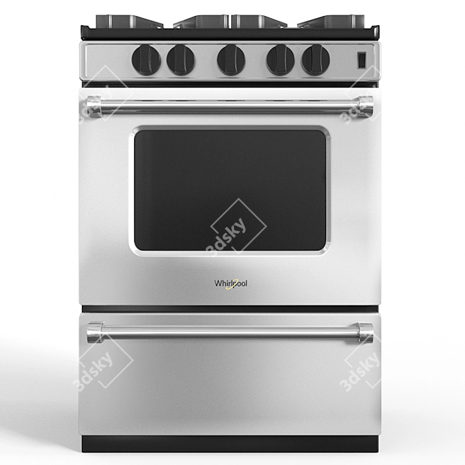 Whirlpool 5 Knob Gas Range 3D model image 4