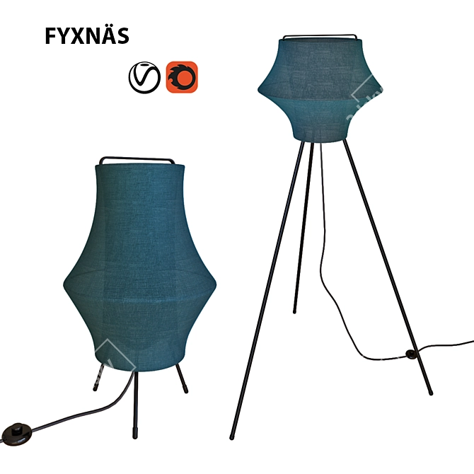 Stylish Turquoise Floor Lamp 3D model image 1