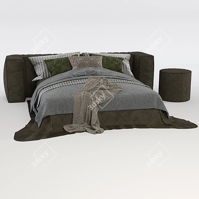 Sleek Contemporary Bed 3D model image 3