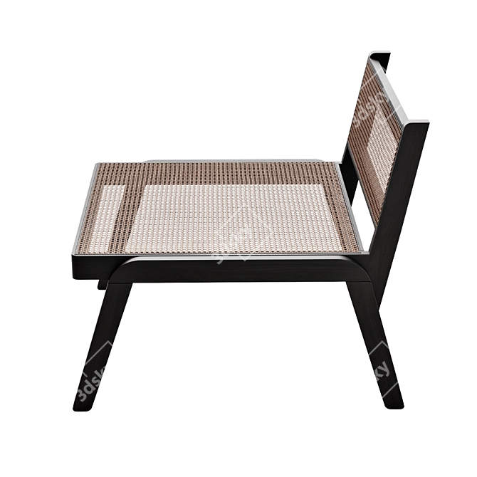 H&M Rattan Low Chair | Stylish & Sustainable 3D model image 2