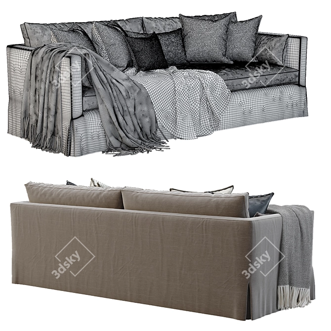 Elegant Bordeaux Sofa: Luxurious and Timeless 3D model image 2