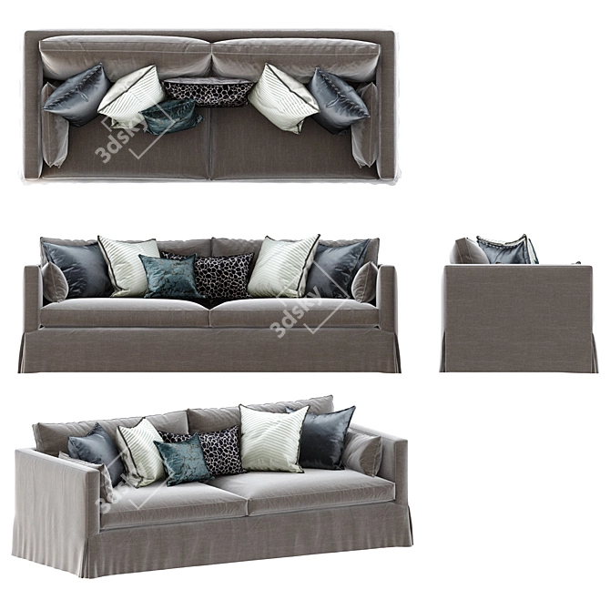 Elegant Bordeaux Sofa: Luxurious and Timeless 3D model image 3