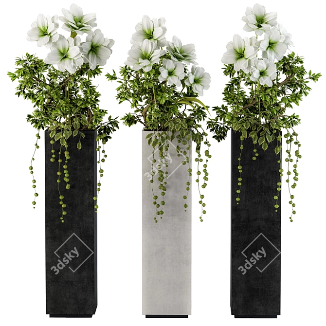 Cube Tall Pot Flowers Indoors 3D model image 1