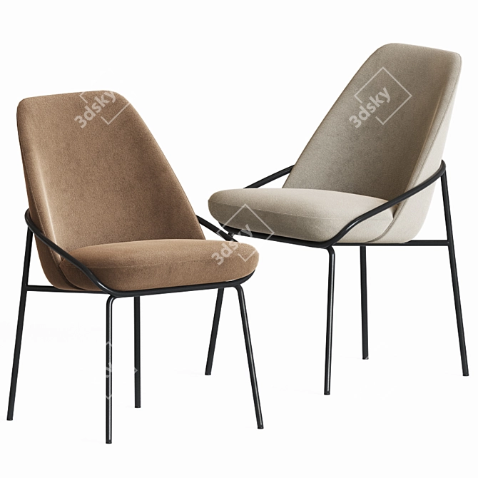 Elegant Jackie Velvet Dining Chair 3D model image 1