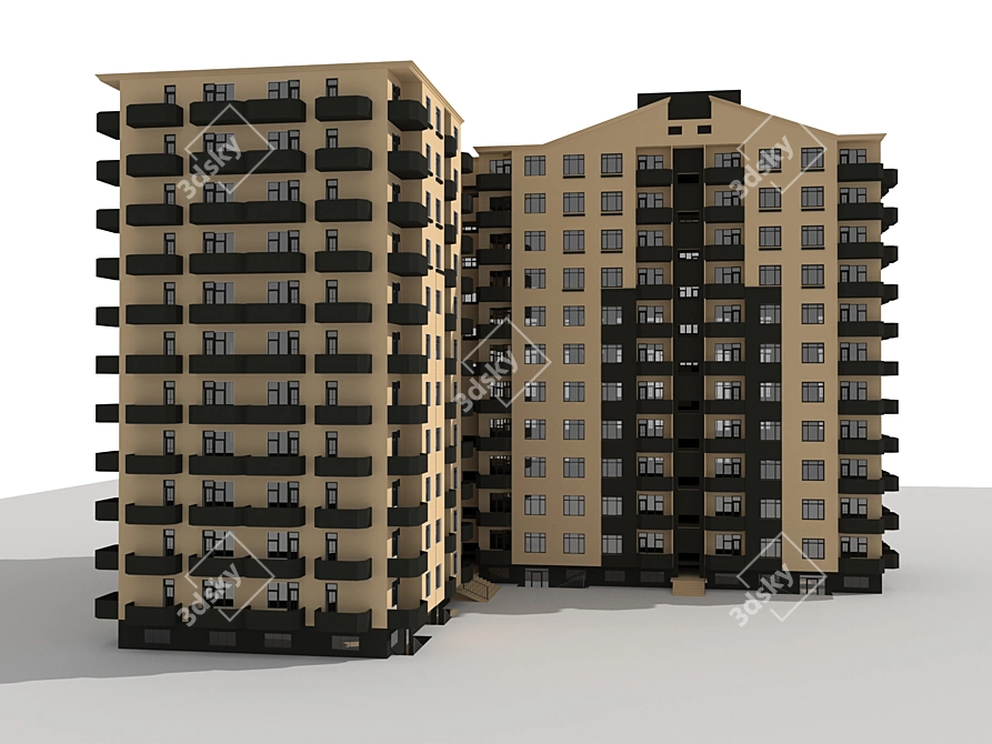 Modern High-Rise Residence 3D model image 2