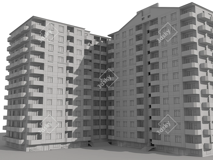 Modern High-Rise Residence 3D model image 3