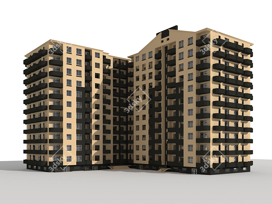 Modern High-Rise Residence 3D model image 4