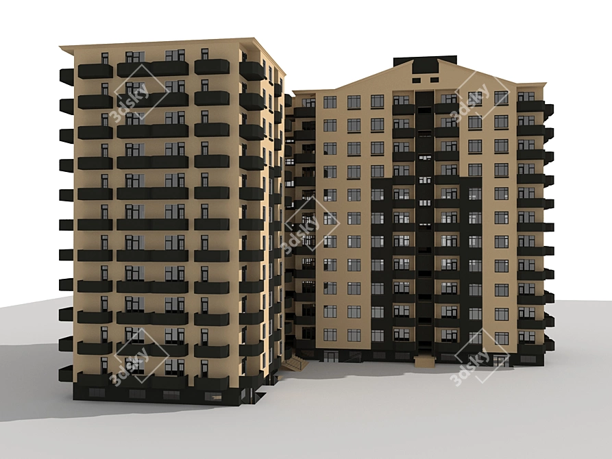 Modern High-Rise Residence 3D model image 6