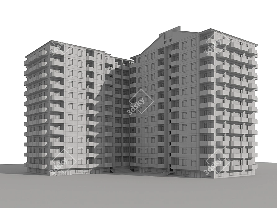 Modern High-Rise Residence 3D model image 7
