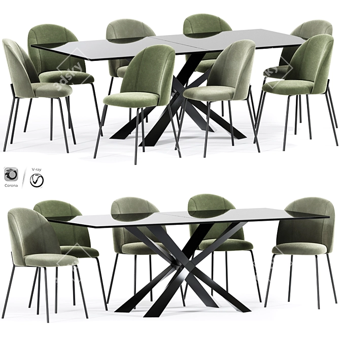 Cloyd Dining Chair Set 3D model image 1