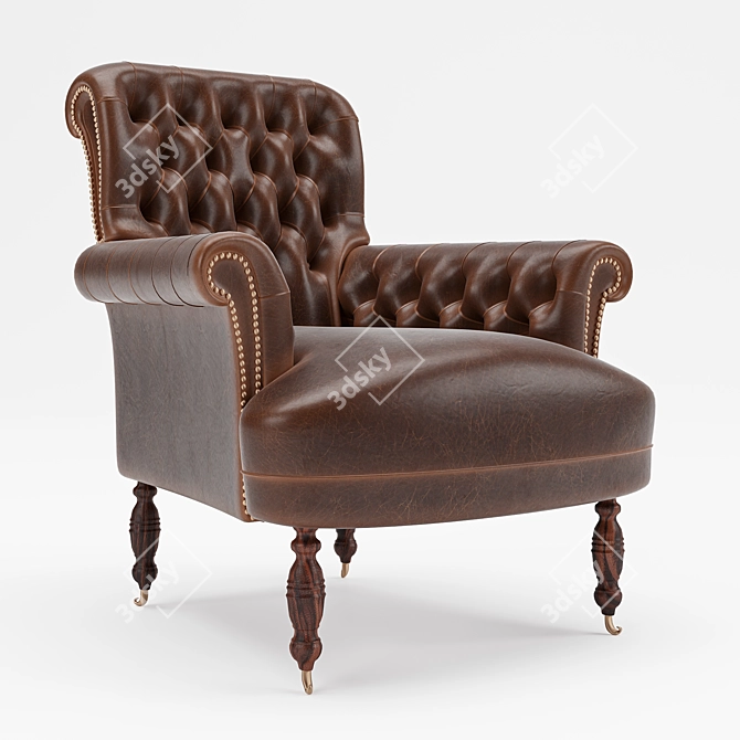Luxury Tufted Leather Chair 3D model image 1