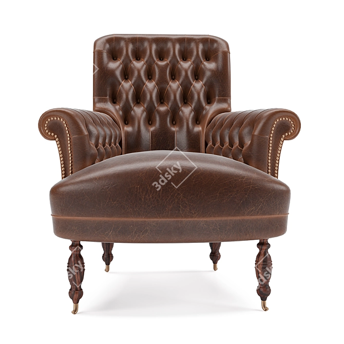 Luxury Tufted Leather Chair 3D model image 2