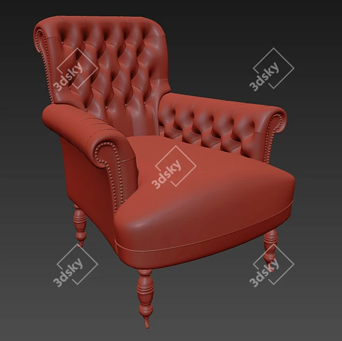 Luxury Tufted Leather Chair 3D model image 3