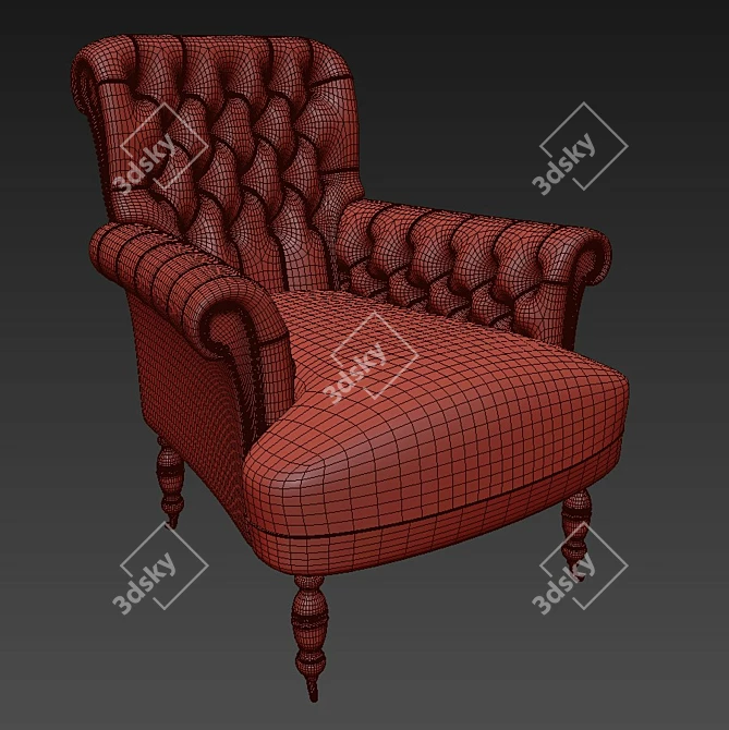 Luxury Tufted Leather Chair 3D model image 4