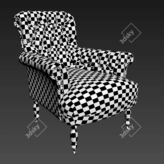 Luxury Tufted Leather Chair 3D model image 5