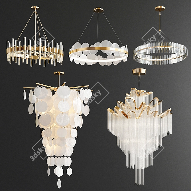 Elegant Chandelier Collection - 5 Stunning Styles 3D model image 1