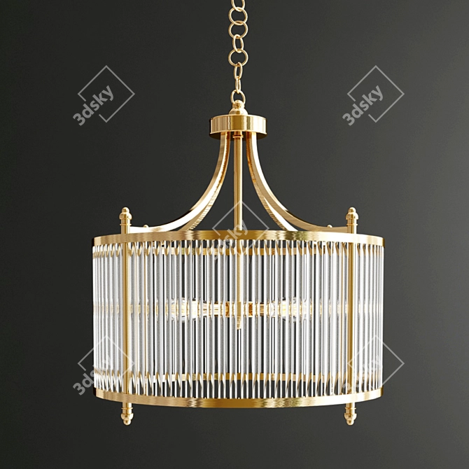 Delight Brass Collection: Stunning 4-Light Chandelier 3D model image 1