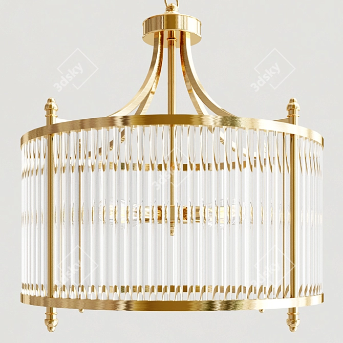 Delight Brass Collection: Stunning 4-Light Chandelier 3D model image 3