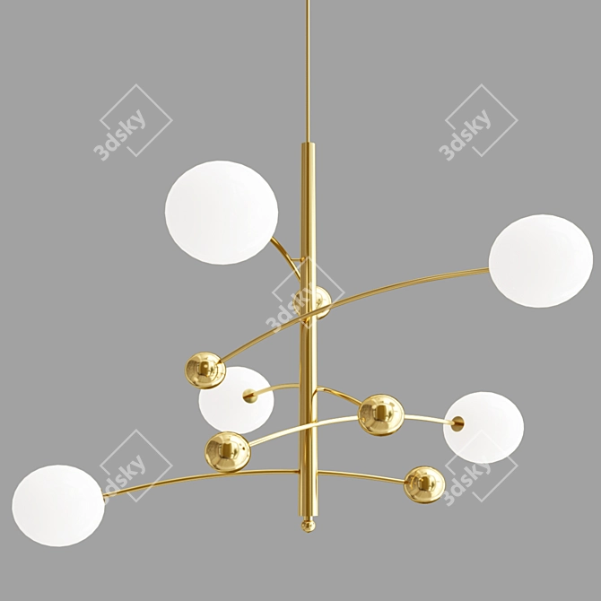 Globe Mobile 5-Light Brass Chandelier 3D model image 2