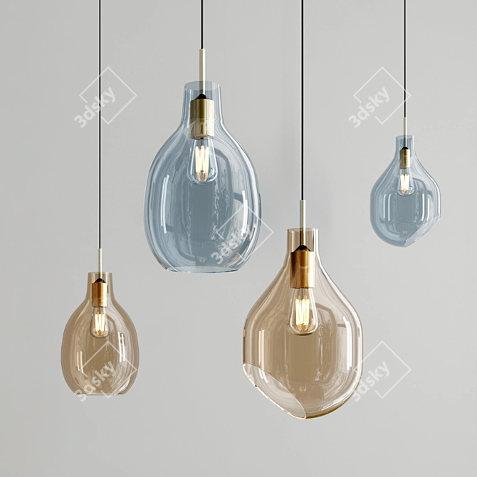 Lovisa: Stylish Glass and Metal Pendant Lamp 3D model image 2