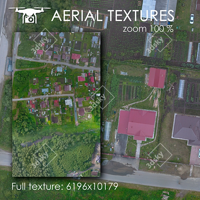 Cottage Haven: Aerial Landscape Texture 3D model image 1