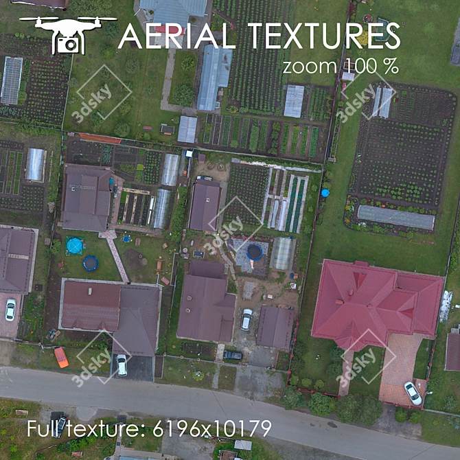 Cottage Haven: Aerial Landscape Texture 3D model image 2