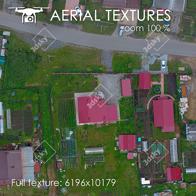 Cottage Haven: Aerial Landscape Texture 3D model image 3