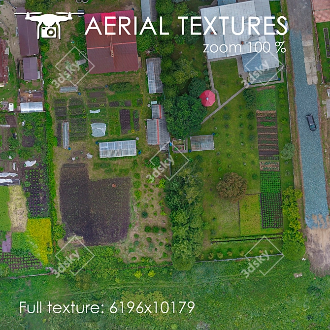 Cottage Haven: Aerial Landscape Texture 3D model image 4