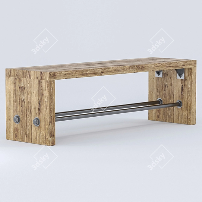 PBR Wooden Bench 3D model image 1