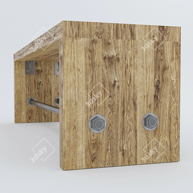 PBR Wooden Bench 3D model image 3