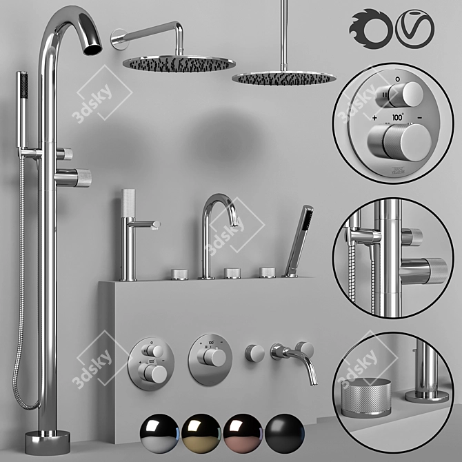 Franz Viegener Nerea Faucet Set: Elegant and Versatile 3D model image 1