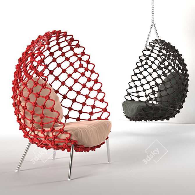 Dragnet Cocoon Lounge Chair 3D model image 1