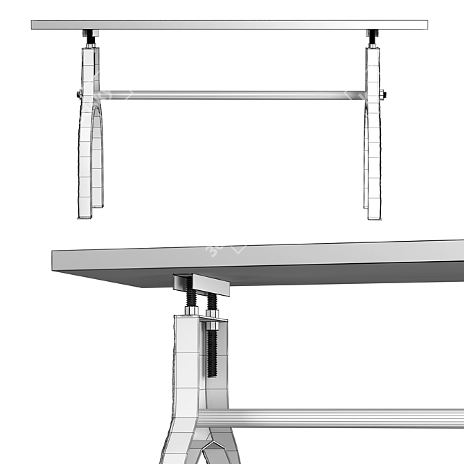 Industrial Steel Dry Bar with Vintage Loft Design 3D model image 5