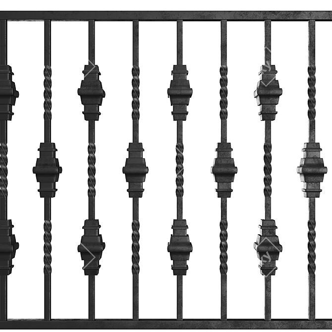 Elegant Wrought Iron Fence Bundle 3D model image 3