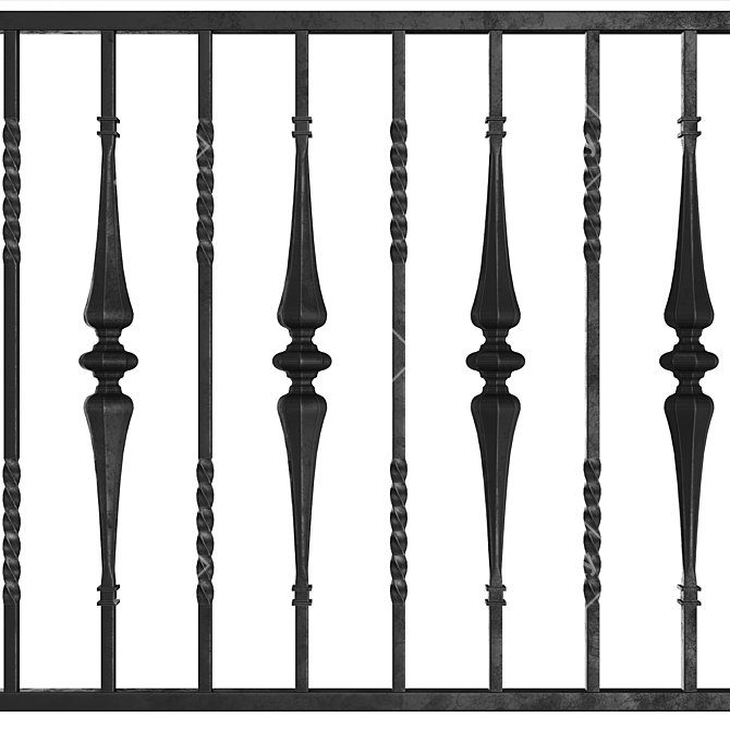 Elegant Wrought Iron Fence Bundle 3D model image 4