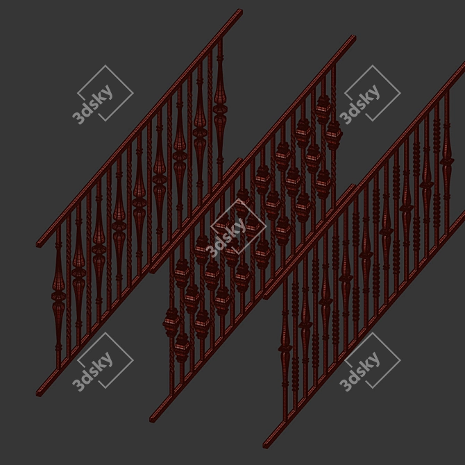 Elegant Wrought Iron Fence Bundle 3D model image 5