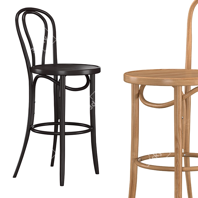 Elegant Bentwood Bar Stool 3D model image 3