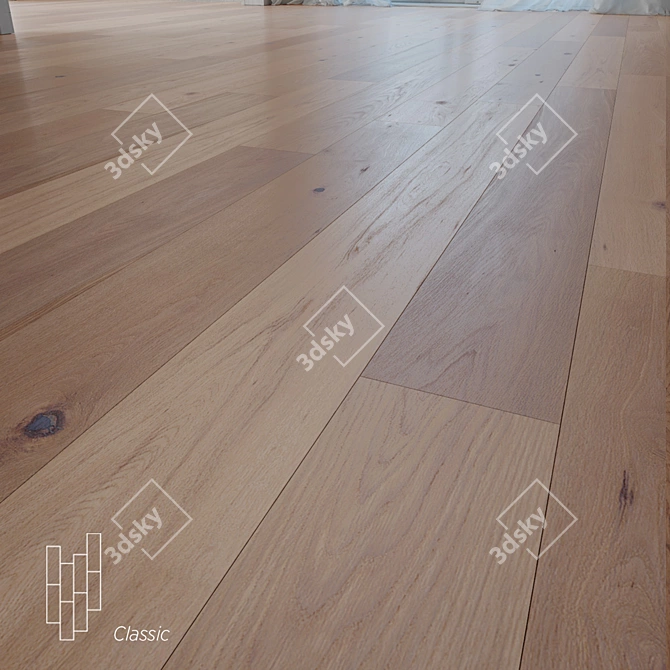 Greenland Oak Parquet Flooring - High Quality Wood Texture 3D model image 1