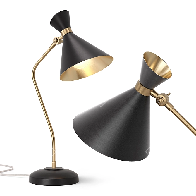 Sleek Bronze Brass Desk Lamp 3D model image 1