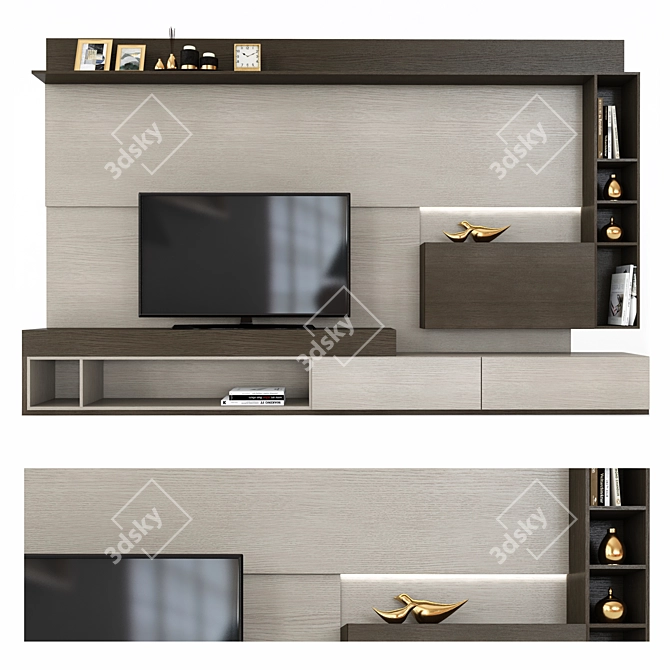 Modern TV Shelf Set5 | Sleek and Stylish Entertainment Solution 3D model image 1