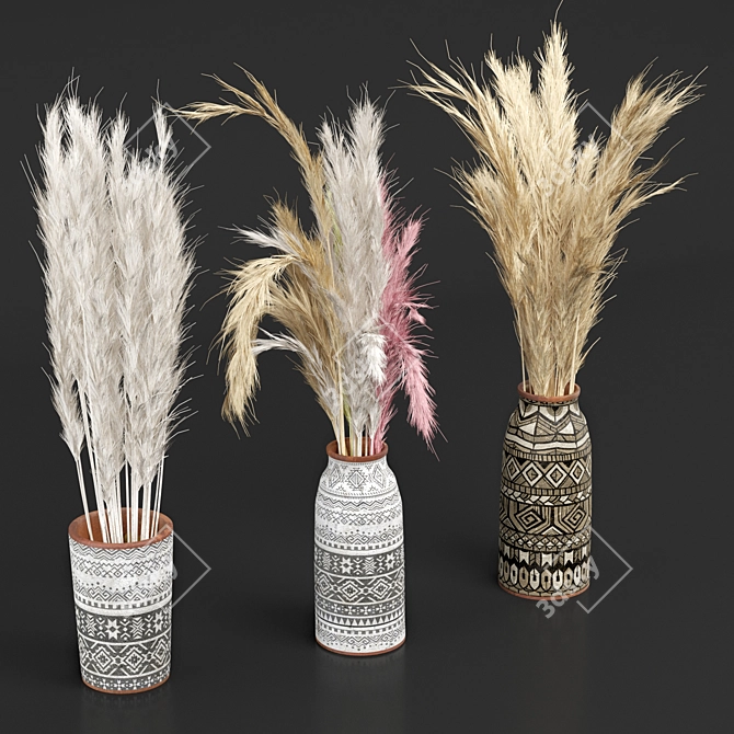 Pampas Bliss - Dried Plant Set 3D model image 1